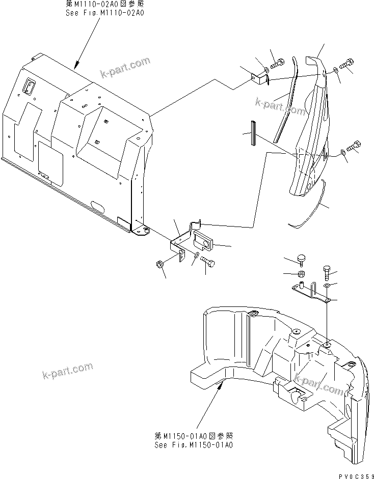 Komatsu parts book diagram for PC58UU-3 S/N 20001-UP: HOOD (COVER AND LOCK)