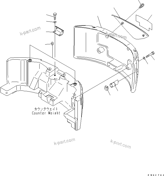 Komatsu parts book diagram for PC58UU-3 S/N 20001-UP: COUNTER WEIGHT (FOR SLIDE ARM)