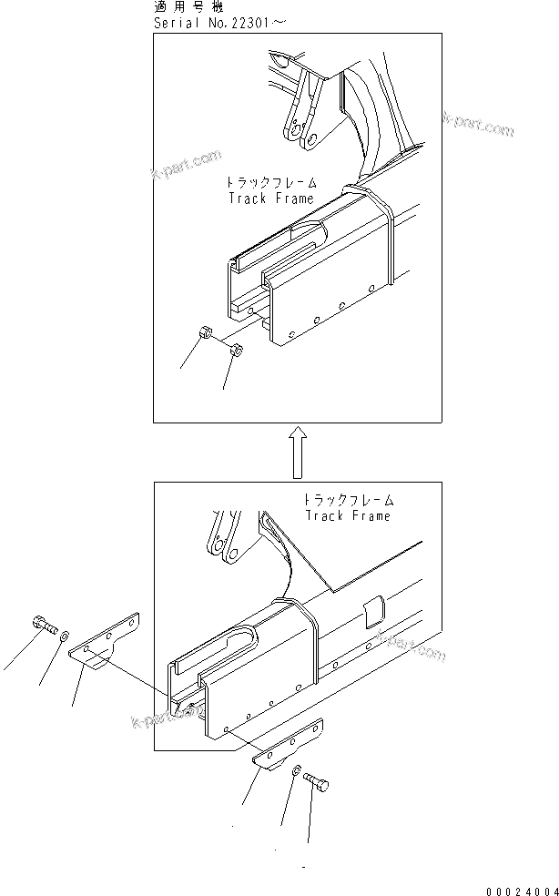 Komatsu parts book diagram for PC58UU-3 S/N 20001-UP: TRACK GUARD (FOR STEEL SHOE)