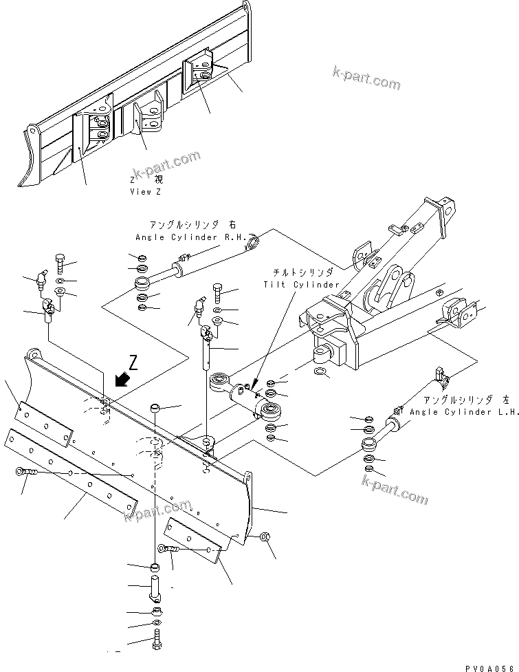 Komatsu parts book diagram for PC58UU-3 S/N 20001-UP: BLADE (FOR POWER TILT MECHA ANGLE BLADE)(#20848-)