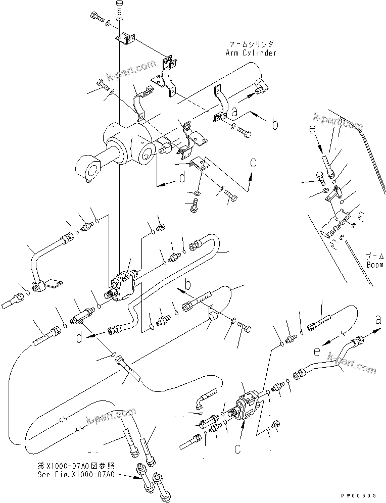 Komatsu parts book diagram for PC58UU-3 S/N 20001-UP: ARM CRANE (ARM CYLINDER) (WITH DRIFT PREVENTIVE VALVE)