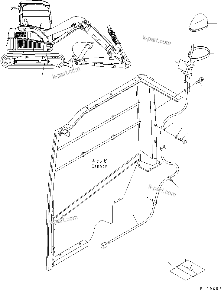 Komatsu parts book diagram for PC58UU-3 S/N 20001-UP: ARM CRANE (LAMP AND PLATE)