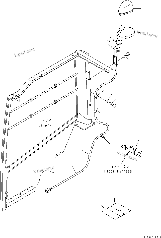 Komatsu parts book diagram for PC58UU-3 S/N 20001-UP: ARM CRANE (LAMP AND PLATE) (ADDITIONAL) (FOR LONG ARM)