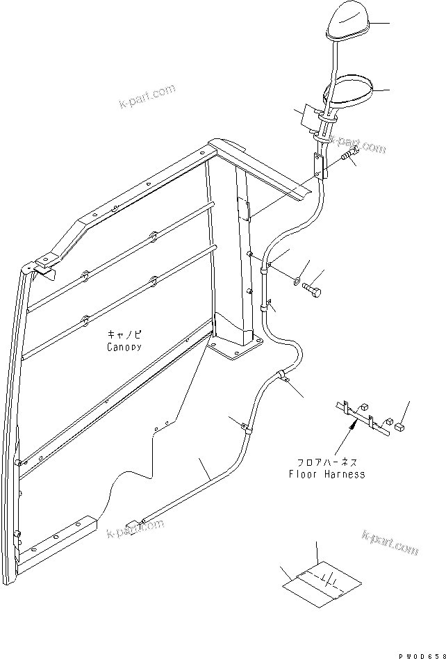 Komatsu parts book diagram for PC58UU-3 S/N 20001-UP: ARM CRANE (LAMP AND PLATE) (WITH DRIFT PREVENTIVE VALVE)