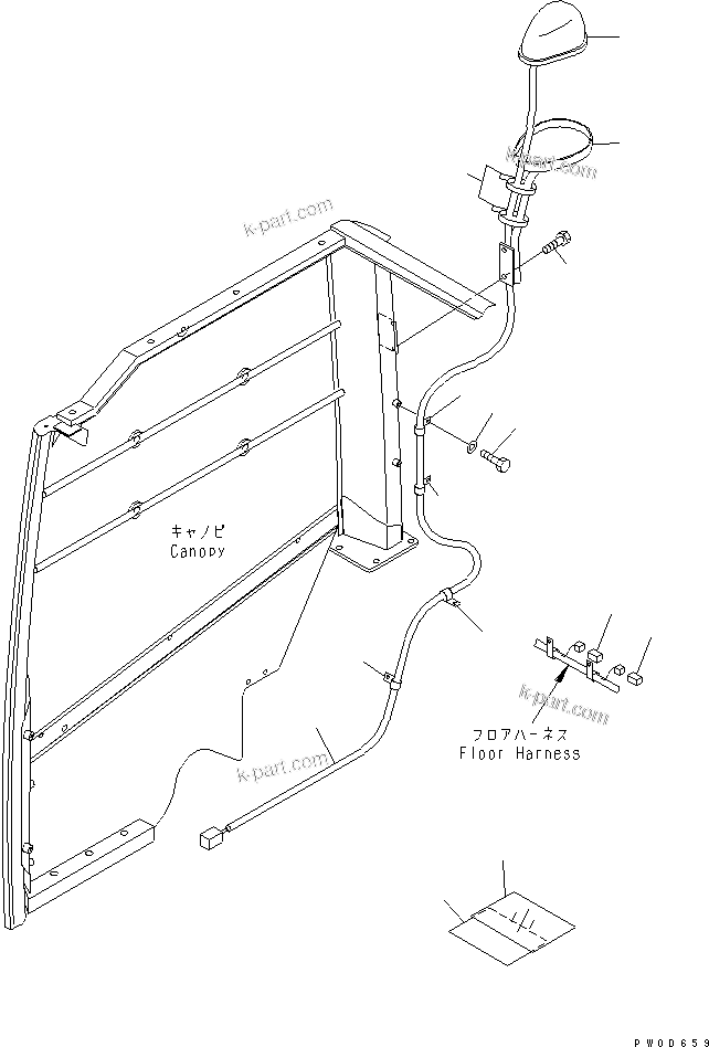Komatsu parts book diagram for PC58UU-3 S/N 20001-UP: ARM CRANE (LAMP AND PLATE) (ADDITIONAL AND DRIFT PREVENTIVE VALVE)