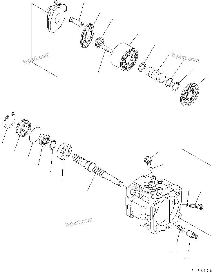 Komatsu parts book diagram for PC58UU-3 S/N 20001-UP: MAIN PUMP (2/5)