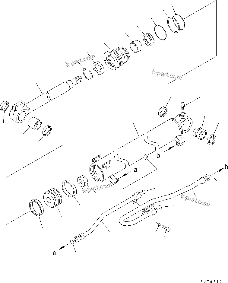 Komatsu parts book diagram for PC58UU-3 S/N 20001-UP: BOOM CYLINDER (INNER PARTS)