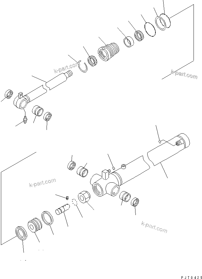 Komatsu parts book diagram for PC58UU-3 S/N 20001-UP: ARM CYLINDER (ARM CRANE SPEC.) (INNER PARTS)