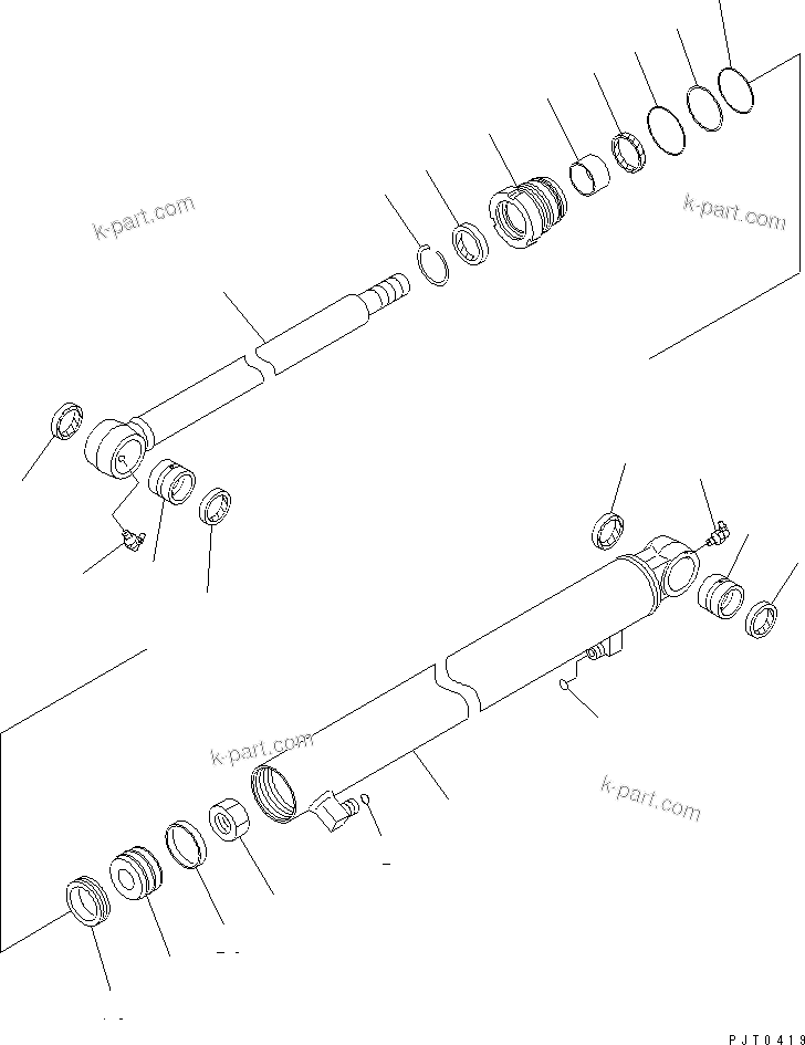 Komatsu parts book diagram for PC58UU-3 S/N 20001-UP: SLIDE ARM CYLINDER (TELESCOPIC ARM) (INNER PARTS)