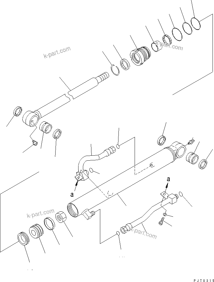 Komatsu parts book diagram for PC58UU-3 S/N 20001-UP: BUCKET CYLINDER (INNER PARTS)