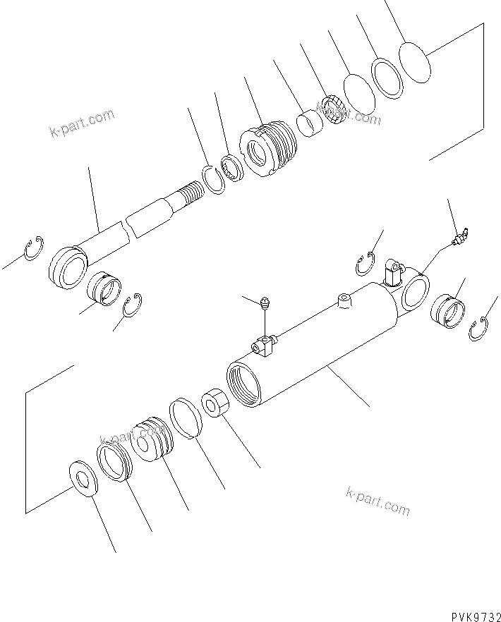 Komatsu parts book diagram for PC58UU-3 S/N 20001-UP: ANGLE CYLINDER (INNER PARTS)