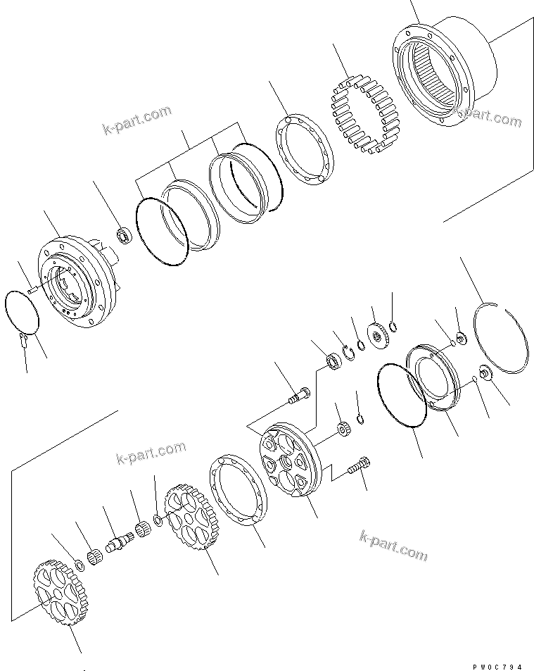 Komatsu parts book diagram for PC58UU-3 S/N 20001-UP: TRAVEL MOTOR (3/3)