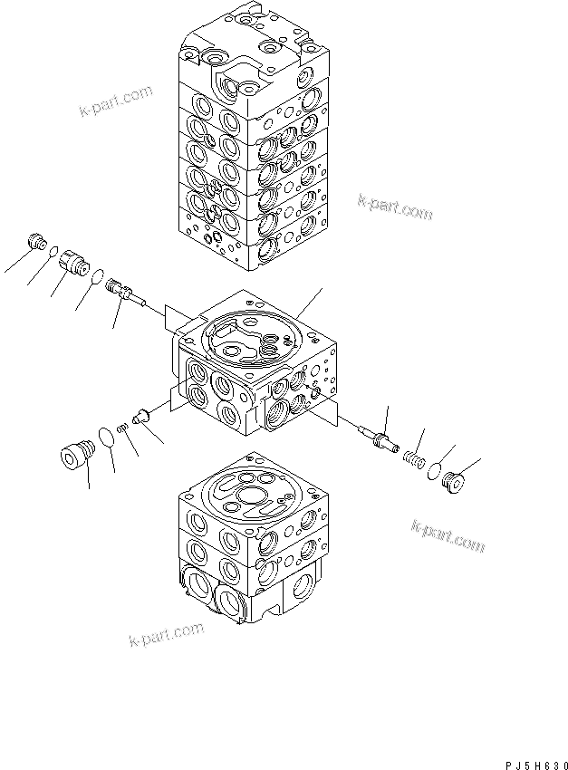 Komatsu parts book diagram for PC58UU-3 S/N 20001-UP: MAIN VALVE (8-VALVE) (13/20)
