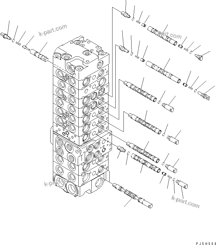 Komatsu parts book diagram for PC58UU-3 S/N 20001-UP: MAIN VALVE (9-VALVE) (3/22) (FOR SLIDE ARM)