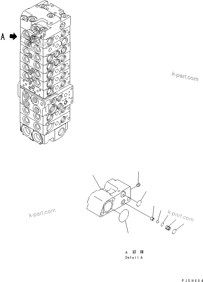 Komatsu parts book diagram for PC58UU-3 S/N 20001-UP: MAIN VALVE (9-VALVE) (9/22) (FOR ATTACHMENT)