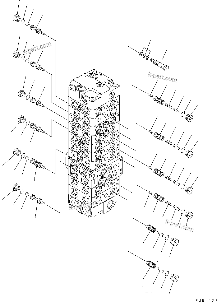 Komatsu parts book diagram for PC58UU-3 S/N 20001-UP: MAIN VALVE (9-VALVE) (11/22) (FOR ATTACHMENT)