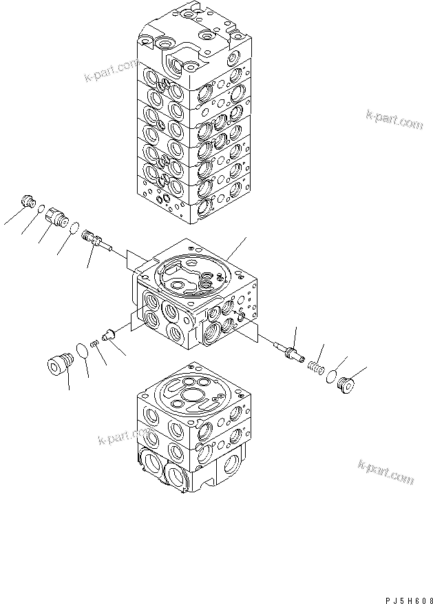 Komatsu parts book diagram for PC58UU-3 S/N 20001-UP: MAIN VALVE (9-VALVE) (13/22) (FOR ATTACHMENT)