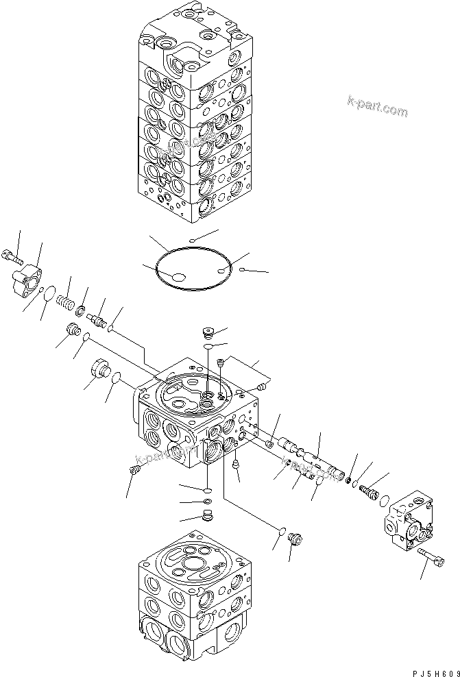 Komatsu parts book diagram for PC58UU-3 S/N 20001-UP: MAIN VALVE (9-VALVE) (14/22) (FOR POWER TILT MECHA ANGLE BLADE)(#20848-)