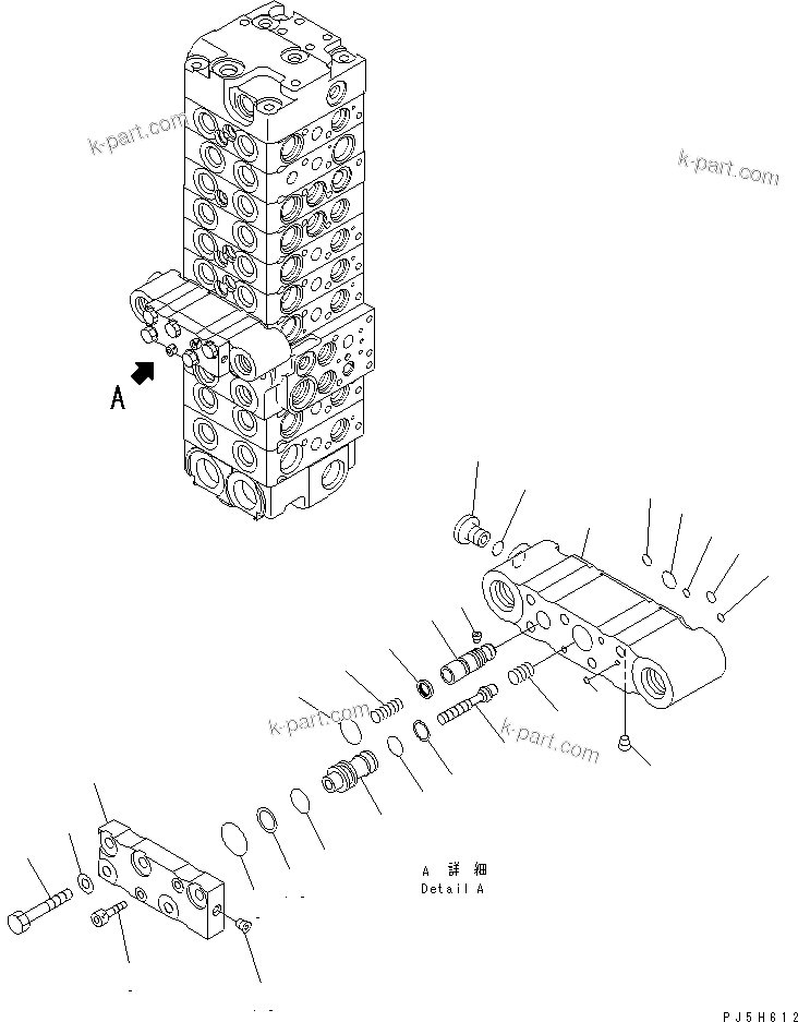 Komatsu parts book diagram for PC58UU-3 S/N 20001-UP: MAIN VALVE (9-VALVE) (17/22) (FOR ATTACHMENT)