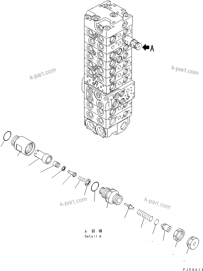 Komatsu parts book diagram for PC58UU-3 S/N 20001-UP: MAIN VALVE (9-VALVE) (18/22) (FOR ATTACHMENT)