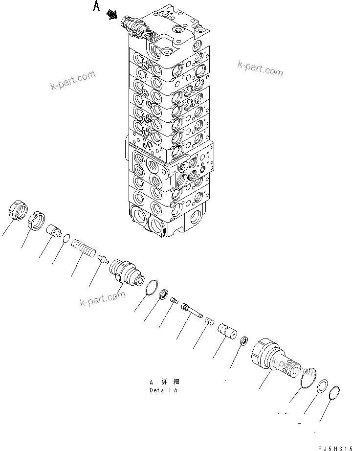 Komatsu parts book diagram for PC58UU-3 S/N 20001-UP: MAIN VALVE (9-VALVE) (20/22) (FOR ATTACHMENT)