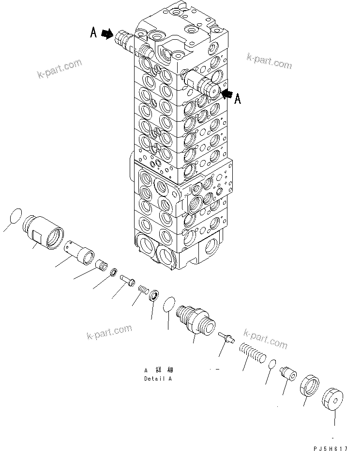 Komatsu parts book diagram for PC58UU-3 S/N 20001-UP: MAIN VALVE (9-VALVE) (22/22) (FOR ATTACHMENT)