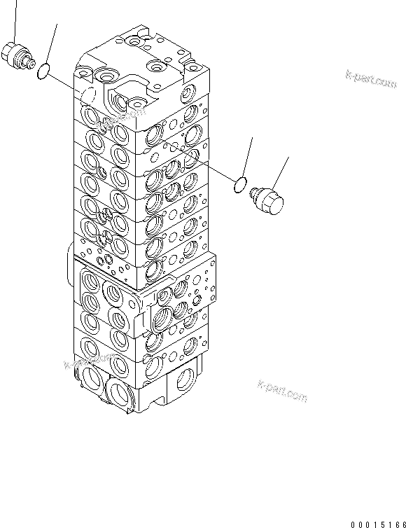 Komatsu parts book diagram for PC58UU-3 S/N 20001-UP: MAIN VALVE (9-VALVE) (22/22) (FOR POWER TILT MECHA ANGLE BLADE)(#20848-)