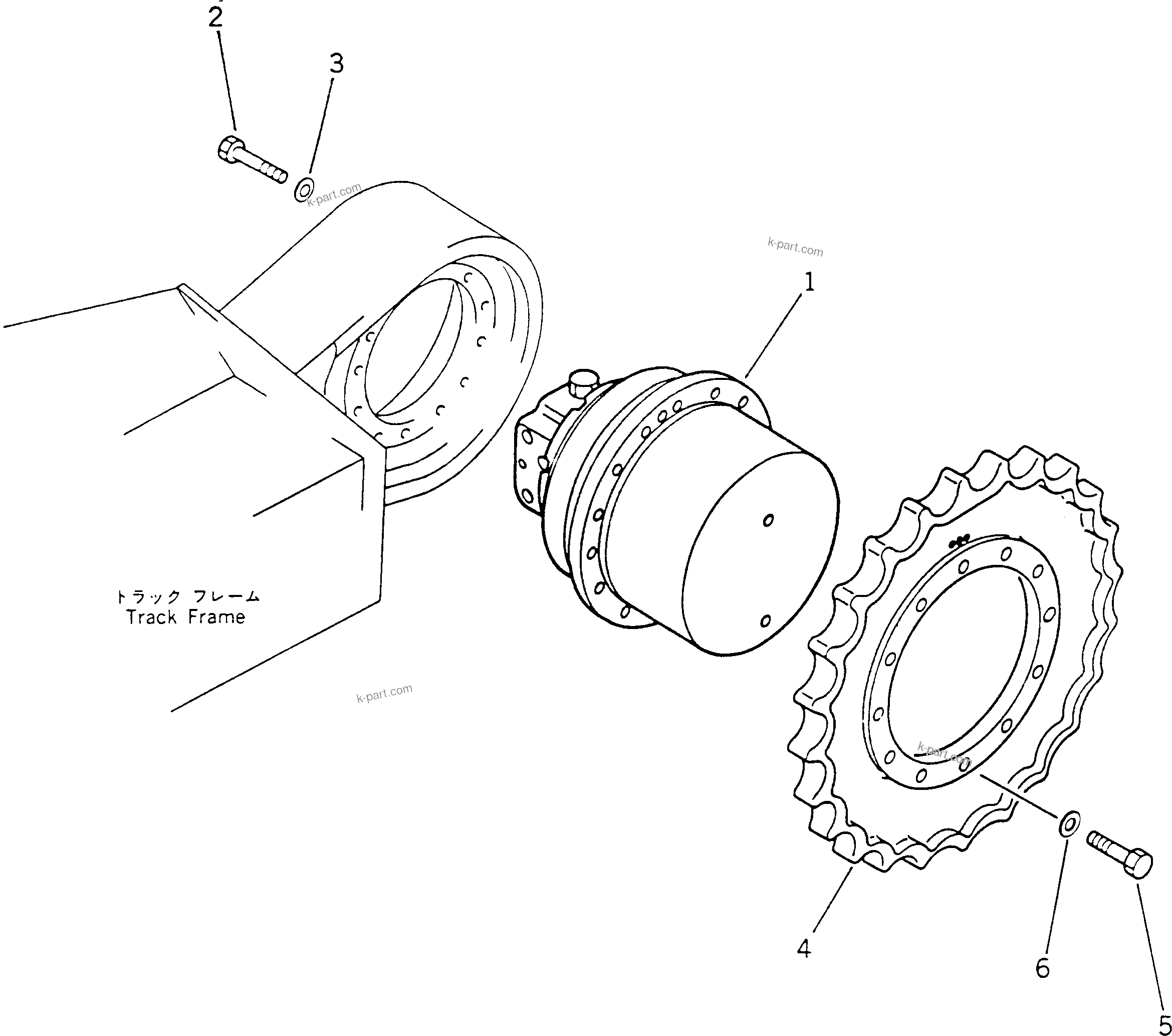 Komatsu parts book diagram for PC60-6S S/N 28001-UP: SPROCKET