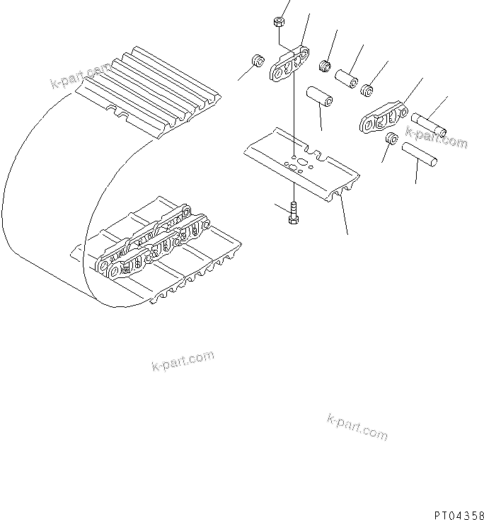 Komatsu parts book diagram for PC60-6S S/N 28001-UP: TRACK SHOE (MASTER PIN TYPE) (TRIPLE GROUSER WITH HOLE)          (EXCEPT RUBBER SHOE SPEC.)