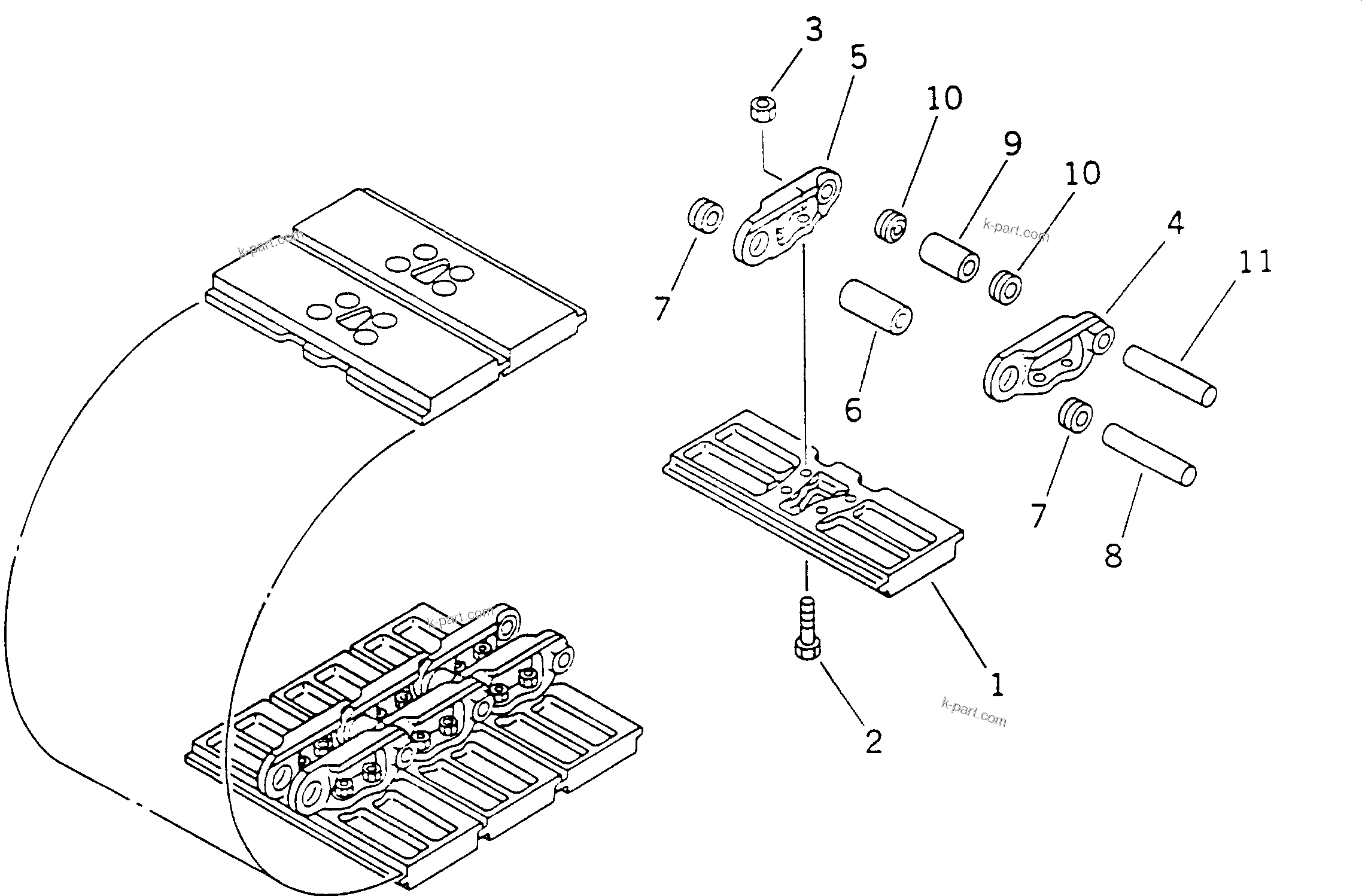 Komatsu parts book diagram for PC60-6S S/N 28001-UP: TRACK SHOE (FLAT TYPE) (FOR RUBBER SHOE) (FOR JAPAN)(#28001-41373)