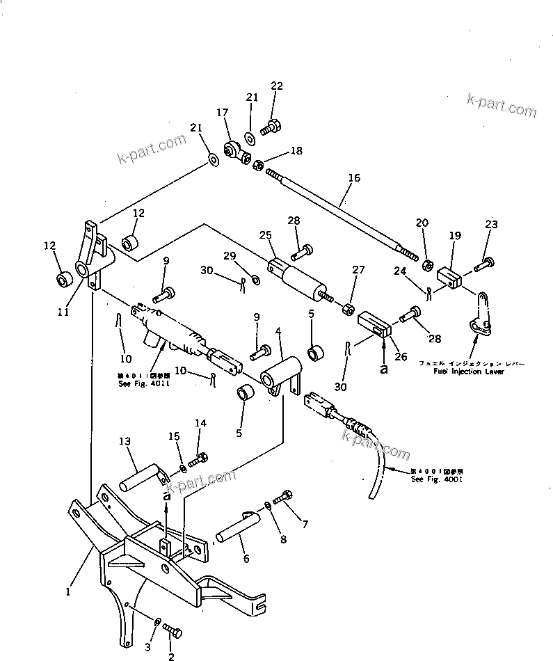 Komatsu parts book diagram for PC60-6S S/N 28001-UP: FUEL CONTROL LINKAGE (FOR LONG LEVER CONTROL)