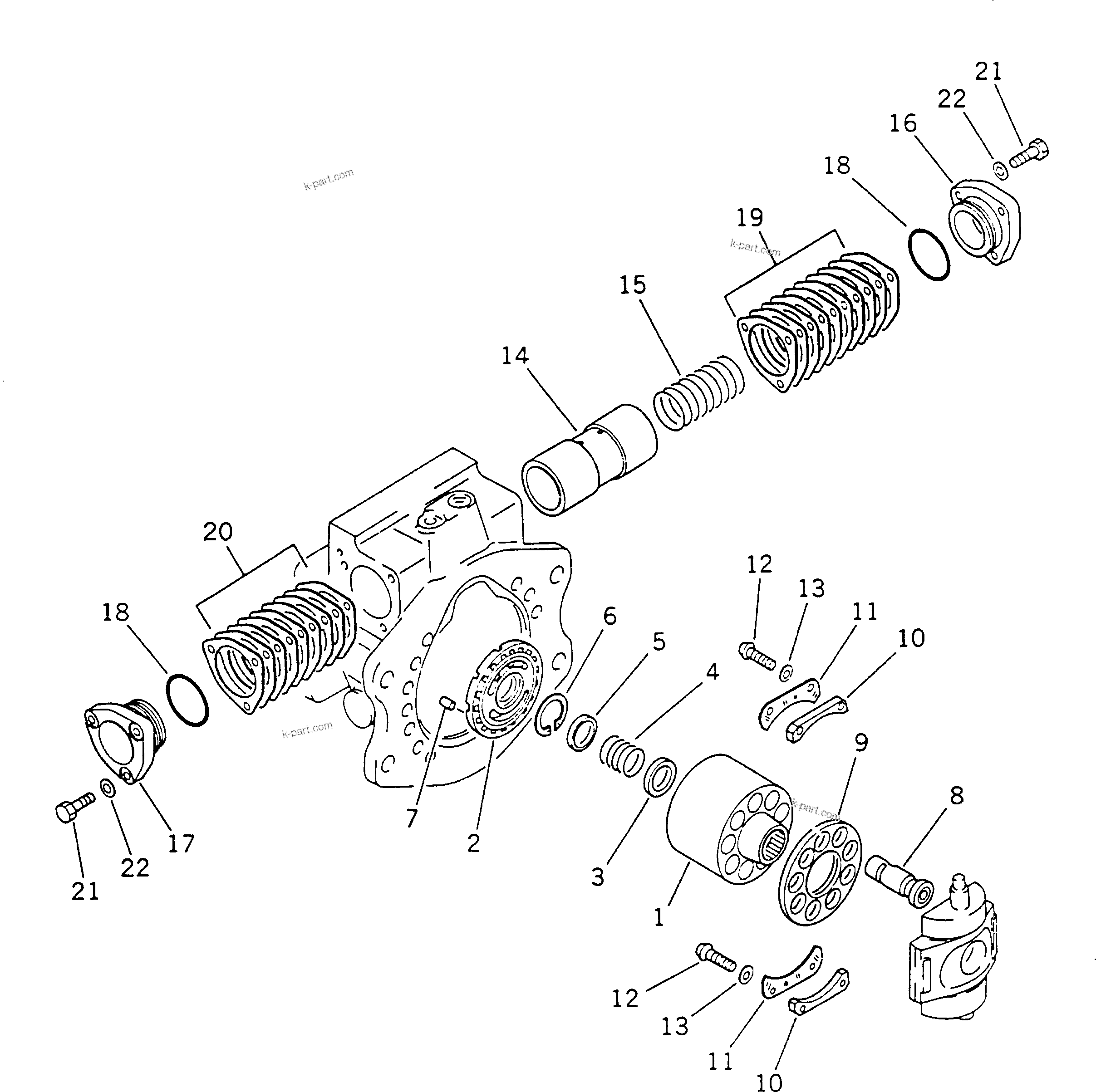 Komatsu parts book diagram for PC60-6S S/N 28001-UP: HYDRAULIC PUMP (FRONT 2/2) (WITH BLADE)