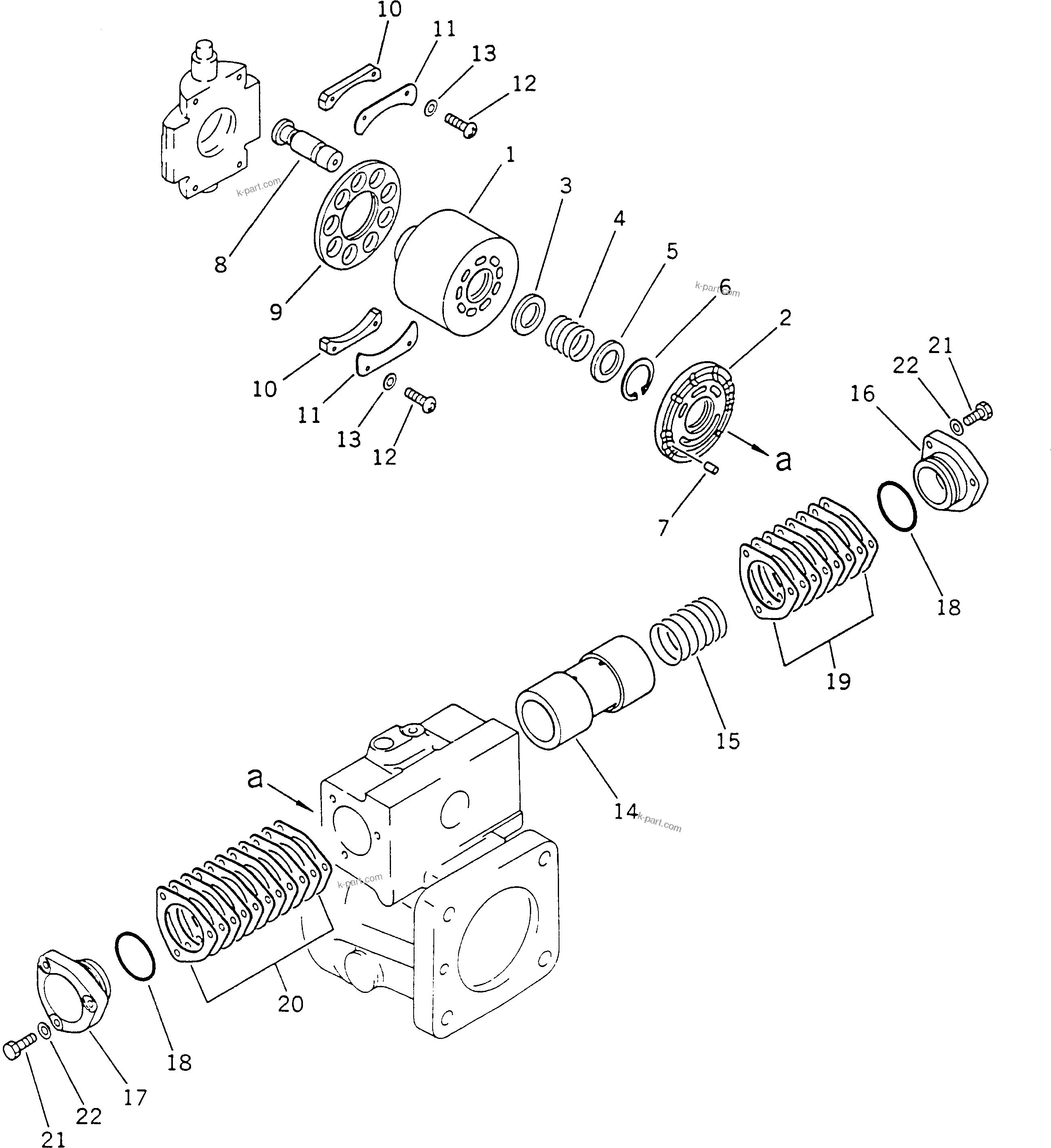 Komatsu parts book diagram for PC60-6S S/N 28001-UP: HYDRAULIC PUMP (REAR 2/2) (WITH BLADE)