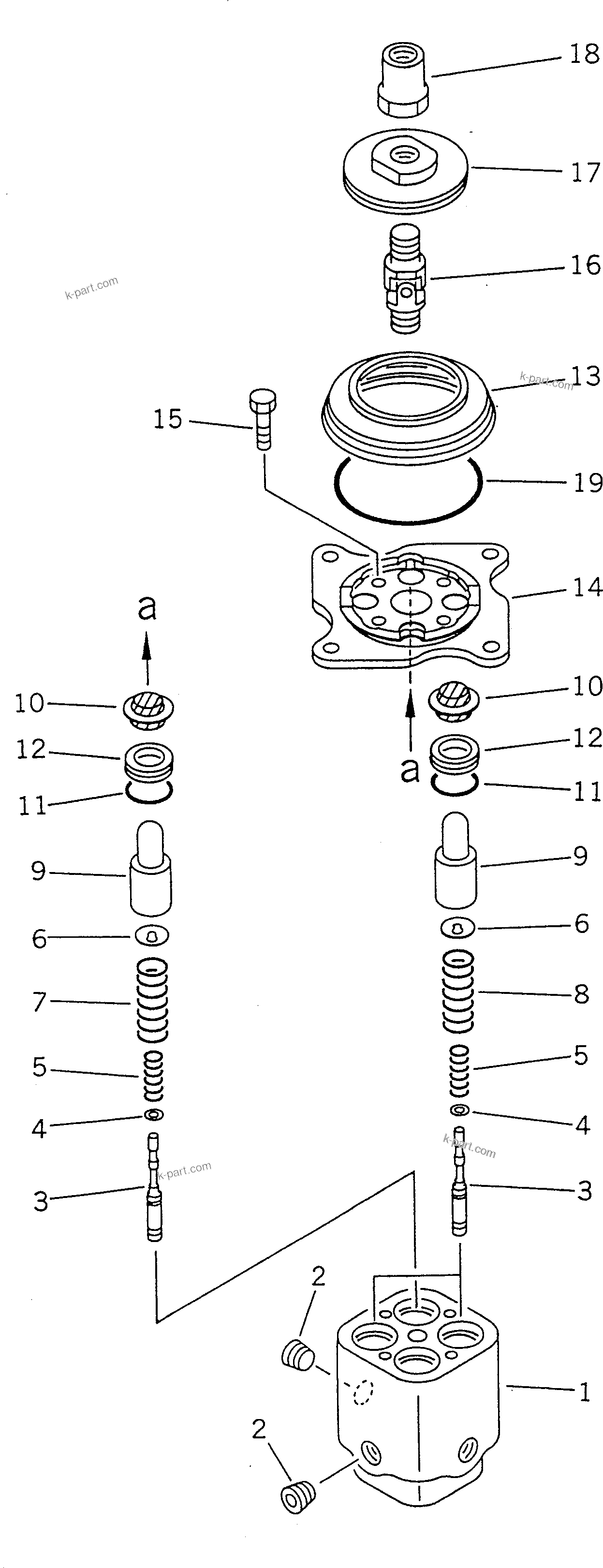 Komatsu parts book diagram for PC60-6S S/N 28001-UP: P.P.C. VALVE (FOR LONG LEVER CONTROL)(#34101-)