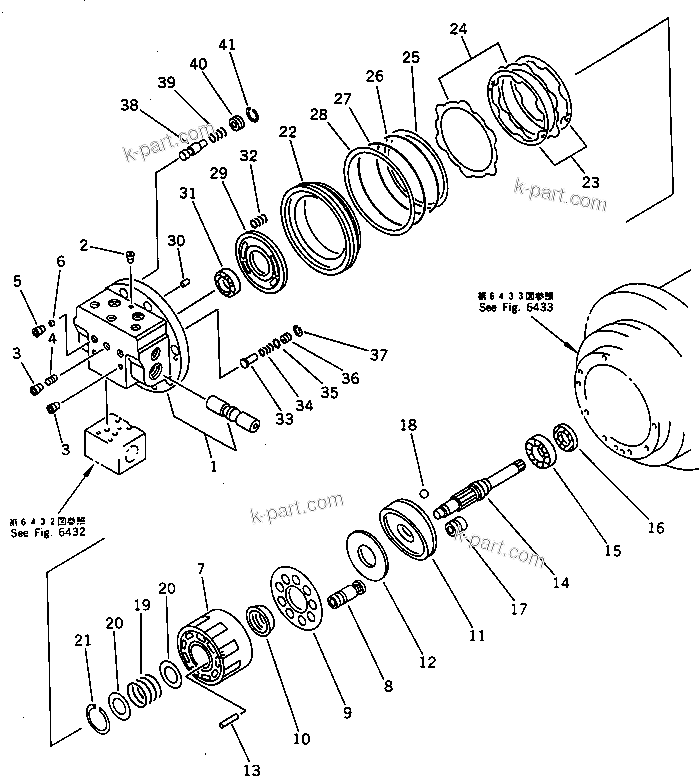 Komatsu parts book diagram for PC60-6S S/N 28001-UP: TRAVEL MOTOR (1/3)
