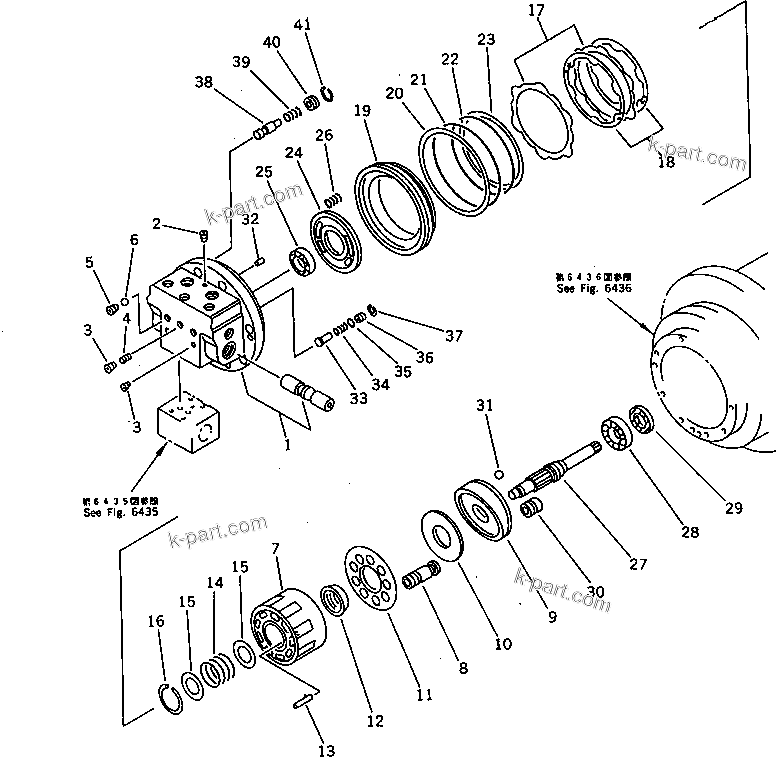 Komatsu parts book diagram for PC60-6S S/N 28001-UP: TRAVEL MOTOR (1/3) (REINFORCED)