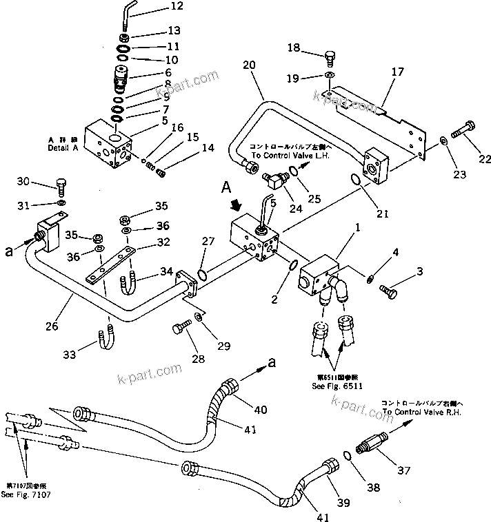 Komatsu parts book diagram for PC60-6S S/N 28001-UP: HYDRAULIC PIPING (FOR ATTACHMENT LINE) (CHASSIS SIDE)(#34101-)