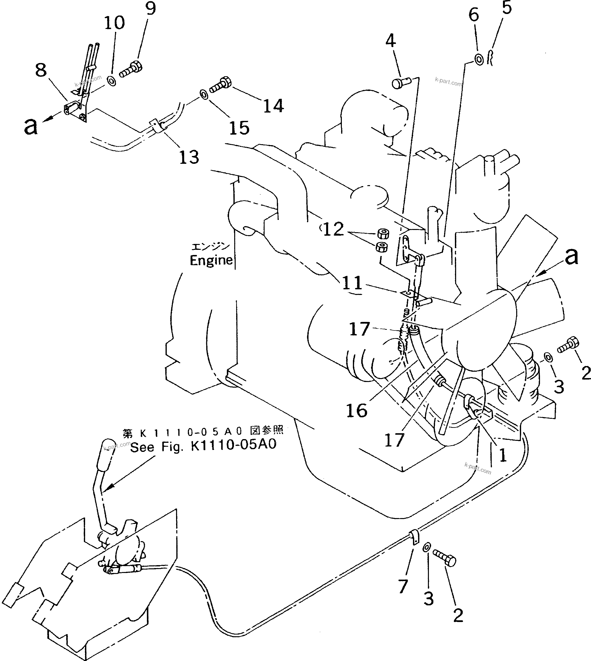 Komatsu parts book diagram for PC60-7E S/N 45001-UP: FUEL CONTROL (FOR ONE-TOUCH DECEL)(#45001-52373)