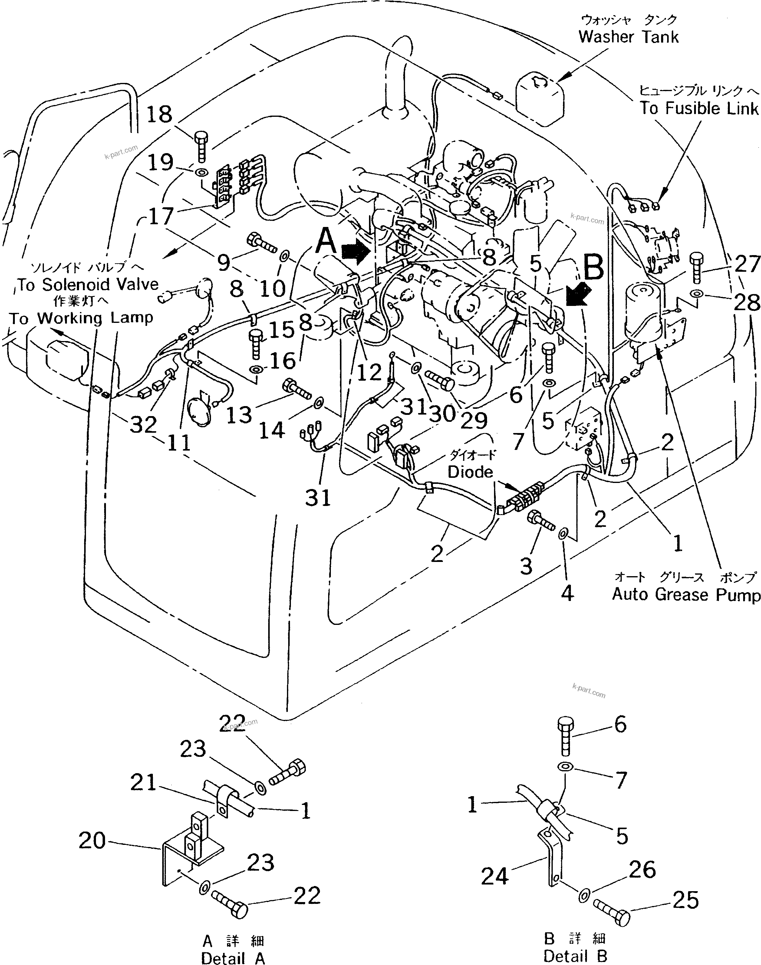 Komatsu parts book diagram for PC60-7E S/N 45001-UP: WIRING (HARNESS)(#45001-52373)