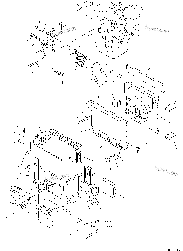 Komatsu parts book diagram for PC60-7E S/N 45001-UP: AIR CONDITIONER AND DEFROSTER (UNIT)(#45001-52373)