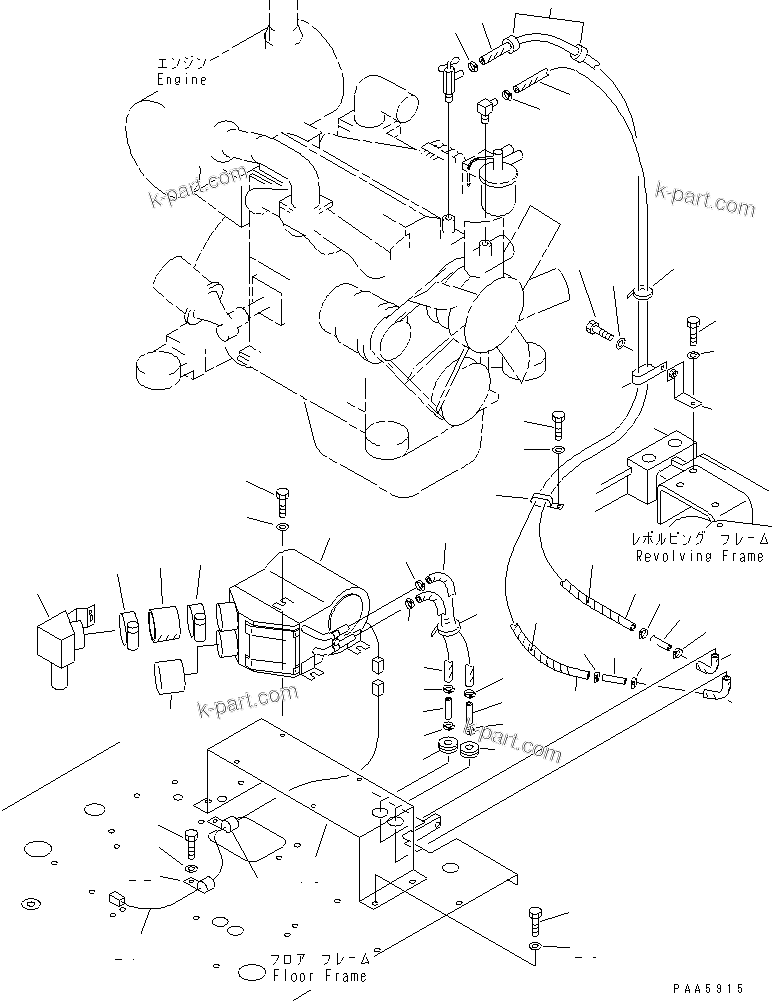Komatsu parts book diagram for PC60-7E S/N 45001-UP: CAR HEATER AND DEFROSTER (2000 KCAL) (HEATER AND PIPING)(#45001-52373)