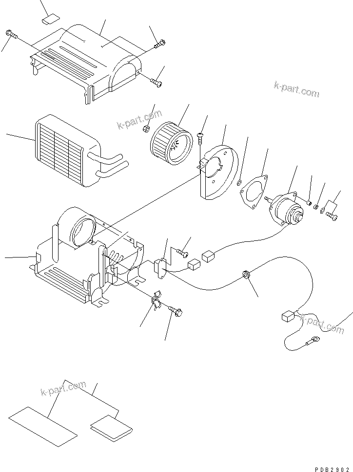 Komatsu parts book diagram for PC60-7E S/N 45001-UP: CAR HEATER (HEATER ASS'Y) (2000 KCAL)