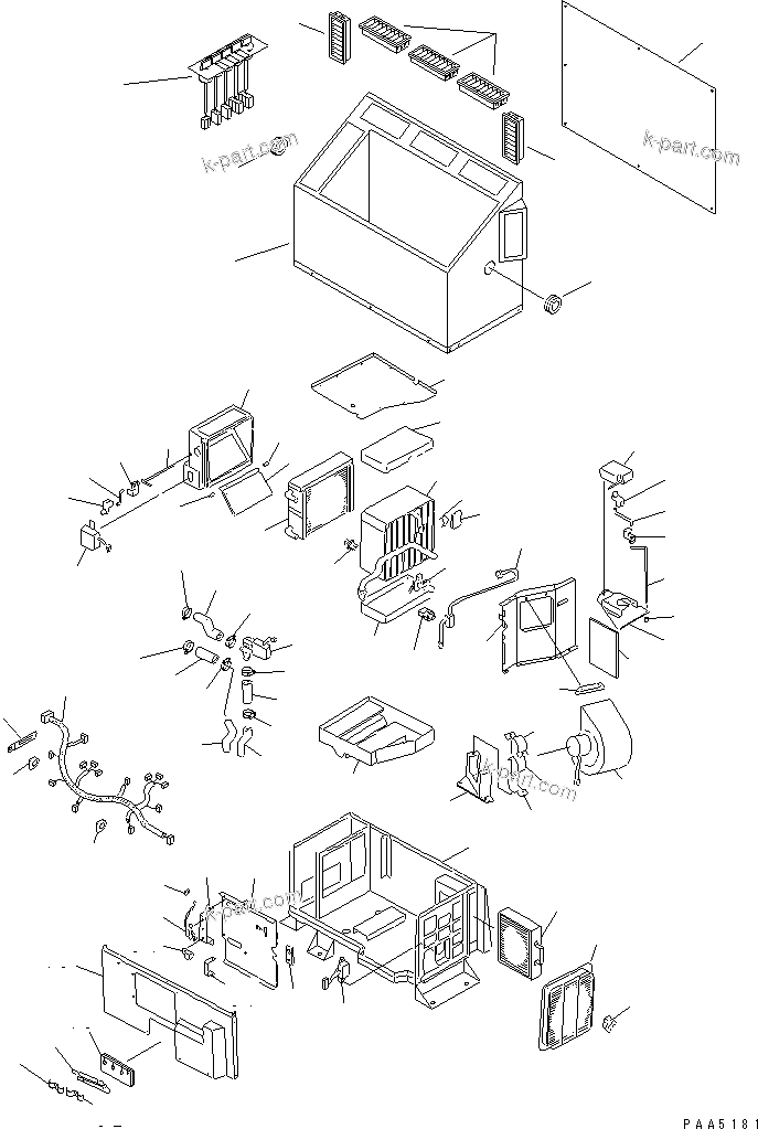Komatsu parts book diagram for PC60-7E S/N 45001-UP: AIR CONDITIONER (AIR CONDITIONER UNIT)(#45001-52373)