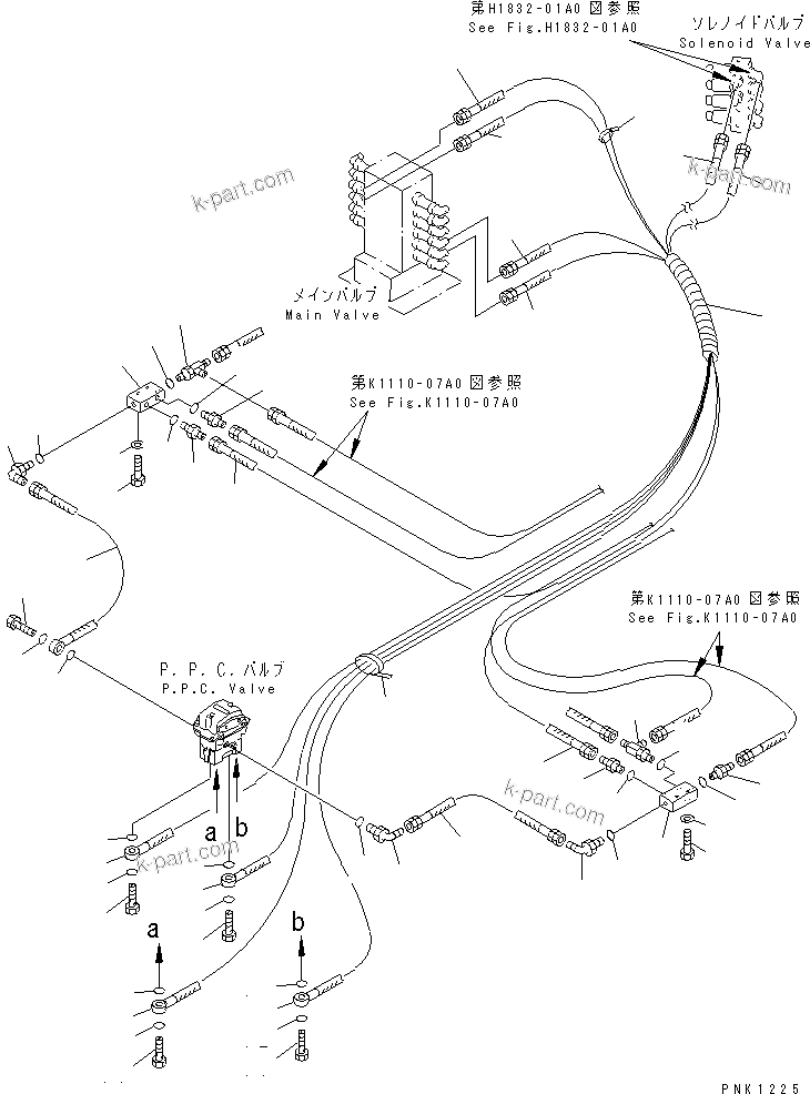Komatsu parts book diagram for PC60-7E S/N 45001-UP: FLOOR FRAME (P.P.C. TRAVEL LINE) (BLADE SPEC.)(#52374-)