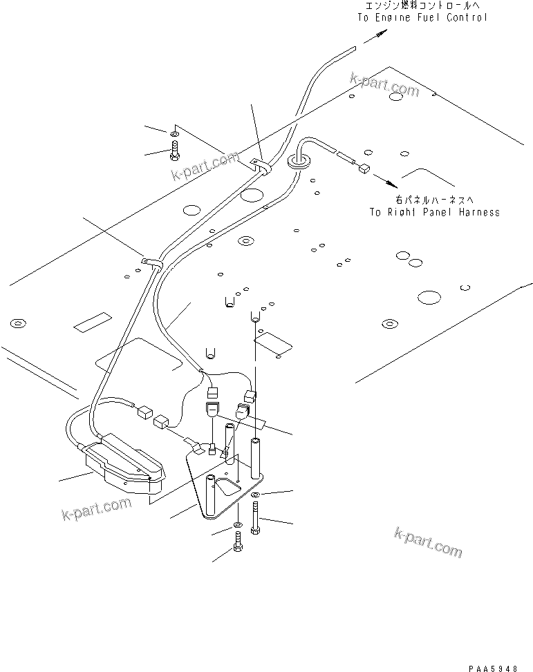 Komatsu parts book diagram for PC60-7E S/N 45001-UP: FLOOR FRAME (DECEL MOTOR) (FOR ONE-TOUCH DECEL)(#45001-52373)