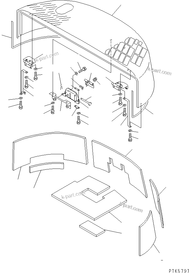 Komatsu parts book diagram for PC60-7E S/N 45001-UP: HOOD (HOOD) (EMISSION)(#50785-)