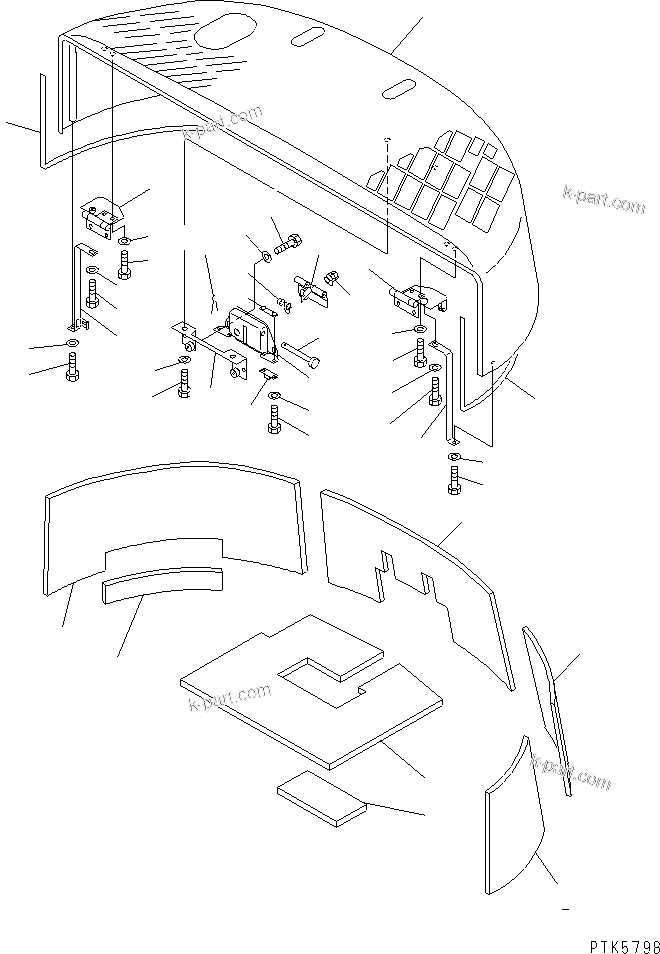 Komatsu parts book diagram for PC60-7E S/N 45001-UP: HOOD (HOOD) (WITH HOIST FOR CHASSIS ASS'Y) (EMISSION)(#50785-)