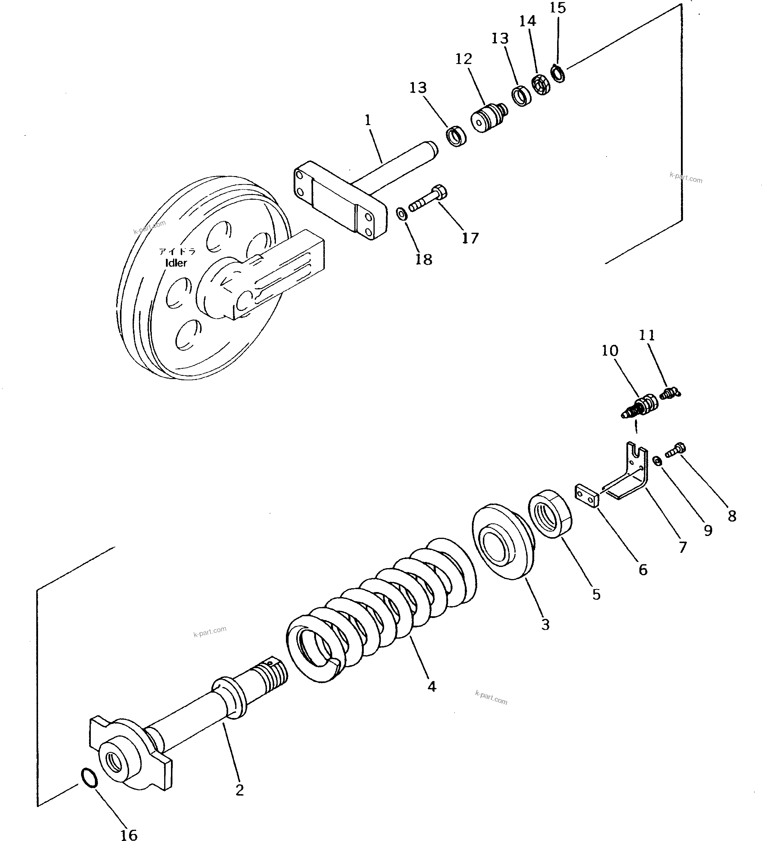 Komatsu parts book diagram for PC60-7E S/N 45001-UP: IDLER CUSHION (SWAMP SPEC.)(#48880-)