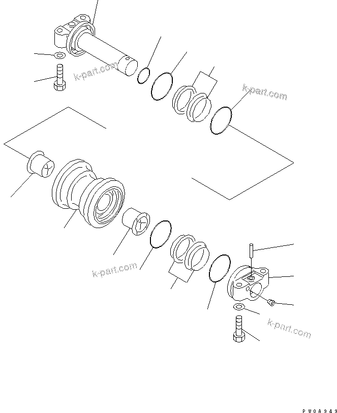 Komatsu parts book diagram for PC60-7E S/N 45001-UP: TRACK ROLLER (SWAMP SPEC.)(#48880-)