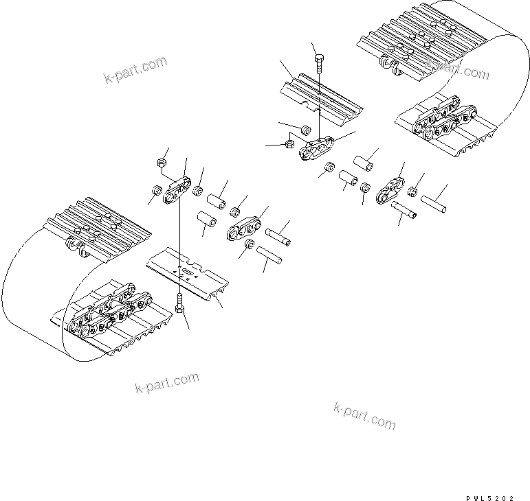 Komatsu parts book diagram for PC60-7E S/N 45001-UP: TRACK SHOE (TRIPLE GROUSER WITH HOLE) (600MM WIDE)